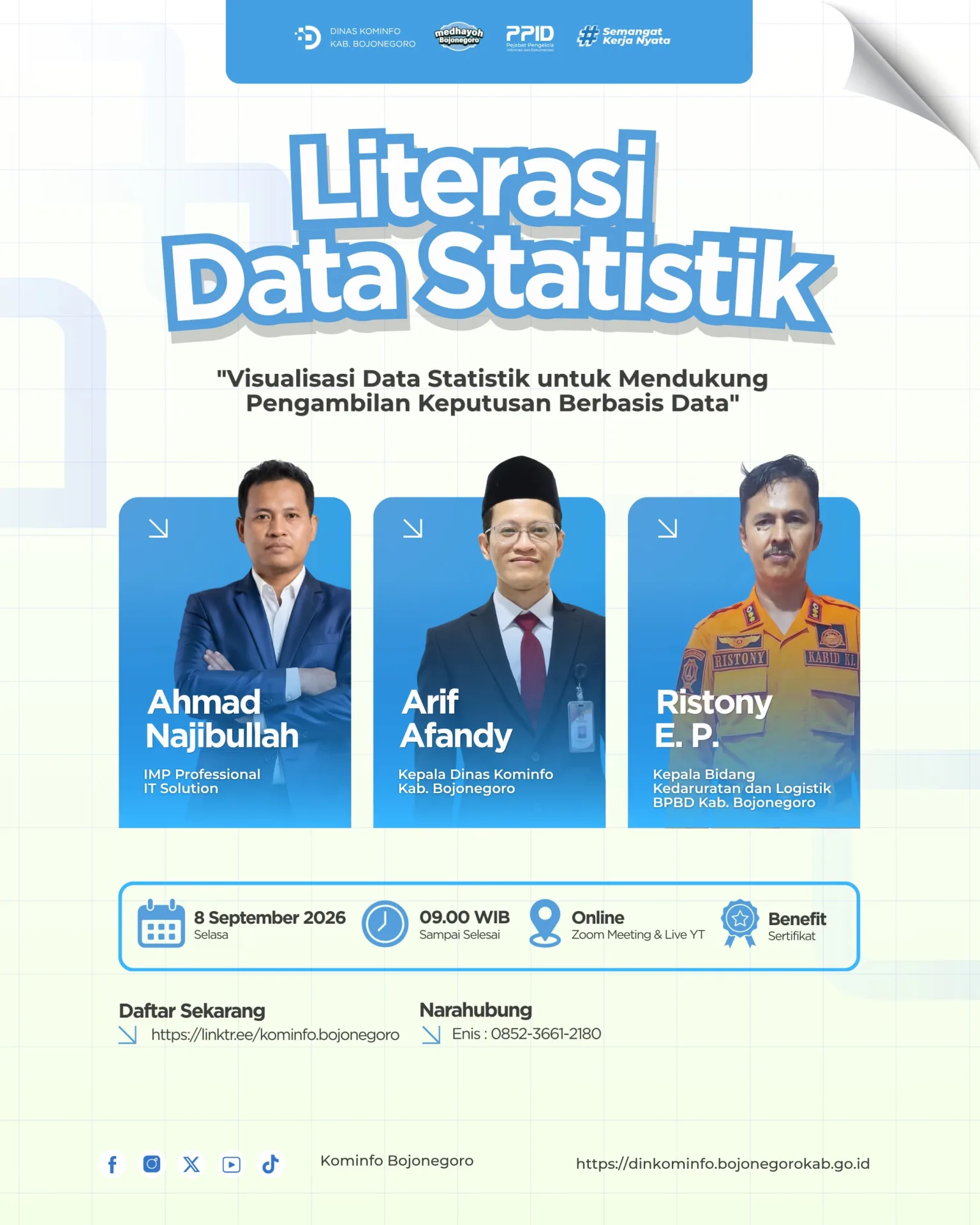 Pengambilan Kebijakan Berbasis Data, Kominfo Bojonegoro Gelar Webinar Literasi Data Statistik