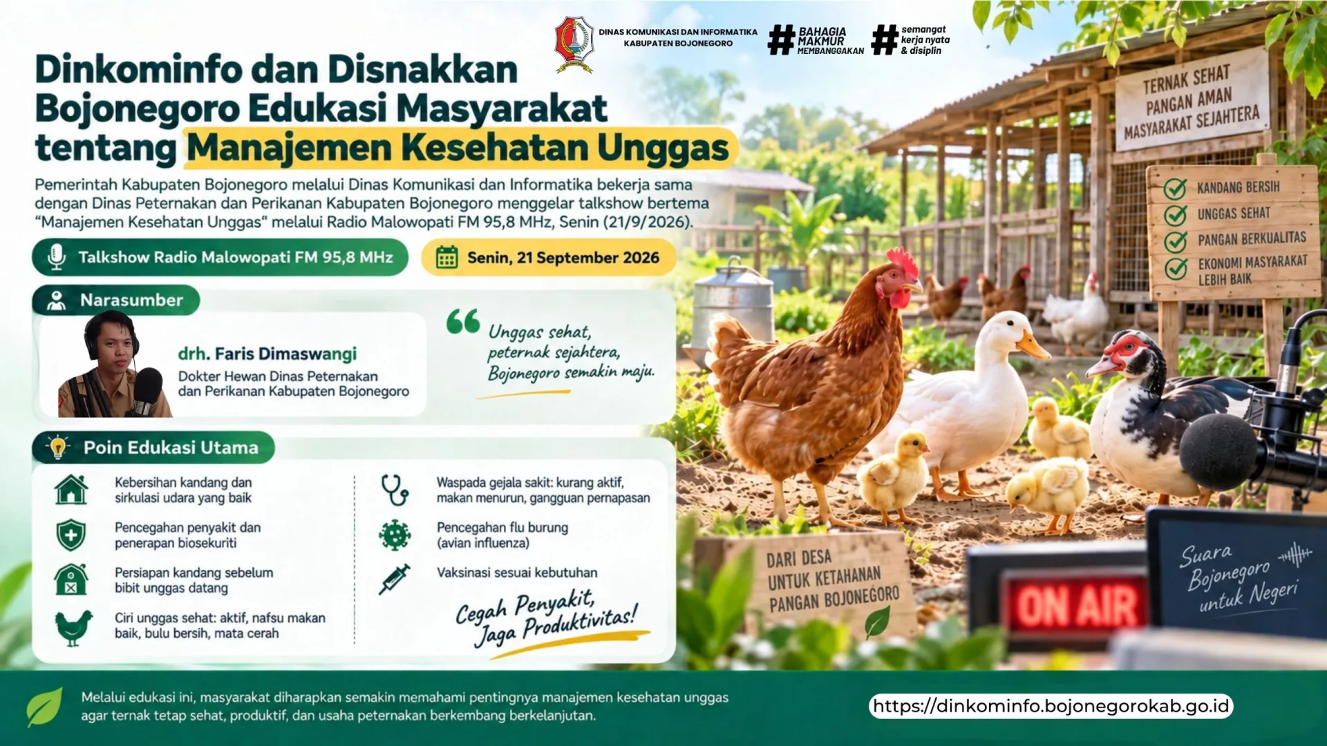 Dinkominfo dan Disnakkan Bojonegoro Edukasi Masyarakat tentang Manajemen Kesehatan Unggas