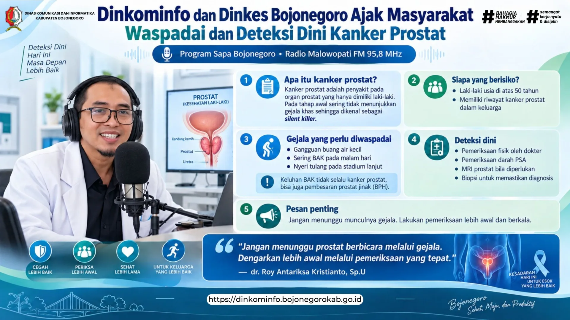 Dinkominfo dan Dinkes Bojonegoro Ajak Masyarakat Waspadai dan Deteksi Dini Kanker Prostat