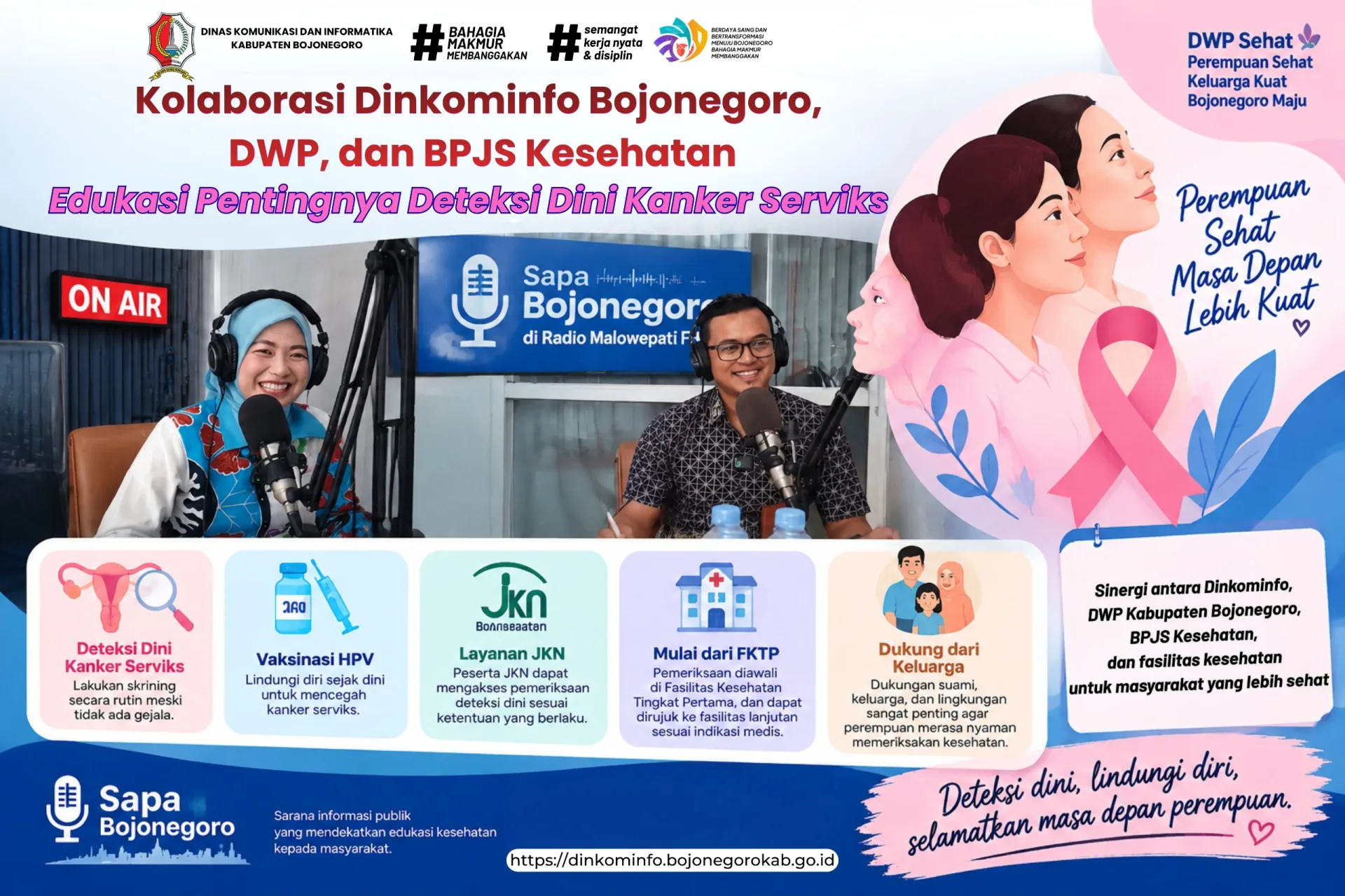 Kolaborasi Dinkominfo Bojonegoro, DWP, dan BPJS Kesehatan Edukasi Pentingnya Deteksi Dini Kanker Serviks
