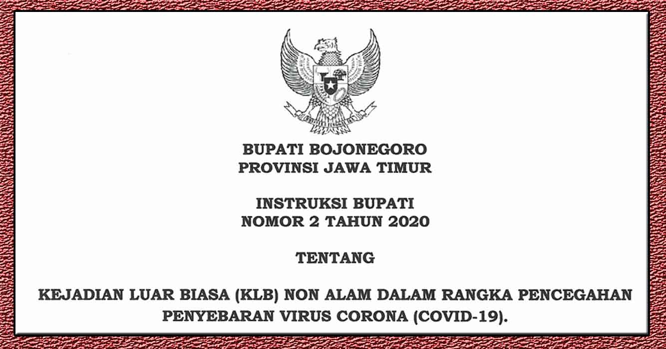 Instruksi Bupati Bojonegoro No. 2 Tahun 2020 Pencegahan Penyebaran Virus COVID-19