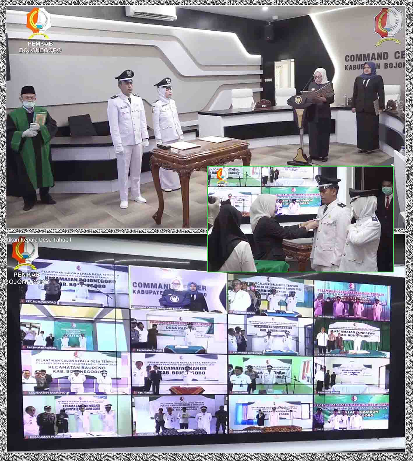 Calon Kades Terpilih Dilantik Bupati Bojonegoro Melalui Vicon di Command Center