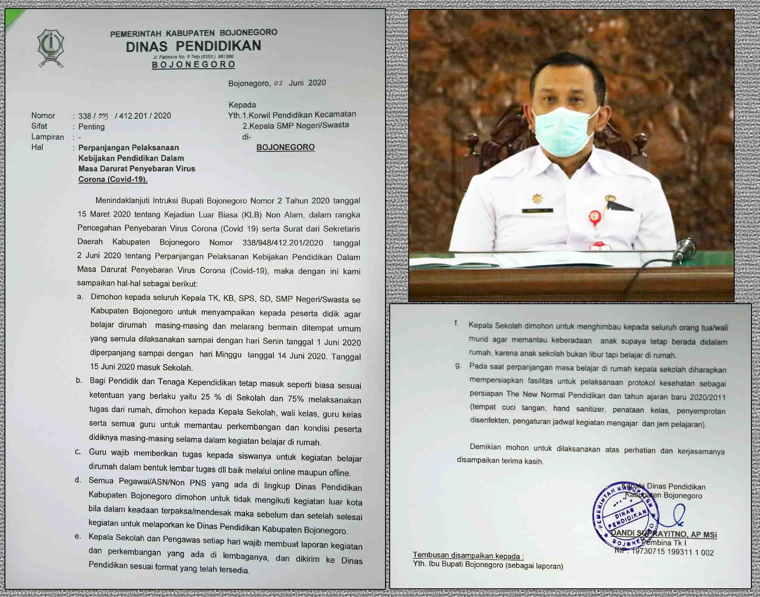 Disdik Bojonegoro Perpanjang Masa Belajar Siswa di Rumah Sampai 15 Juni 2020