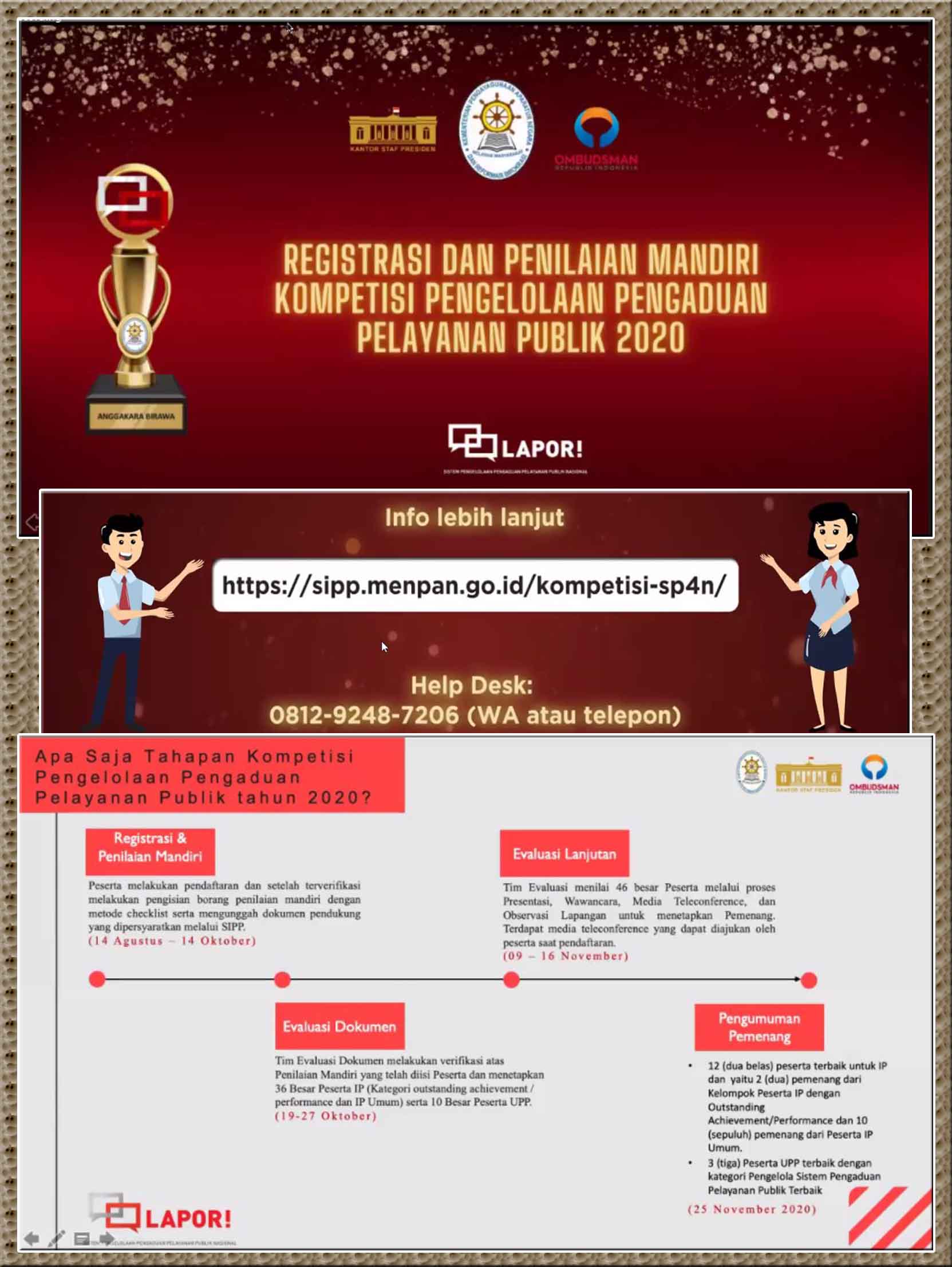OPD Terpilih Ikuti Persiapan Teknis Kompetisi Pengelolaan Pengaduan Pelayanan Publik 2020