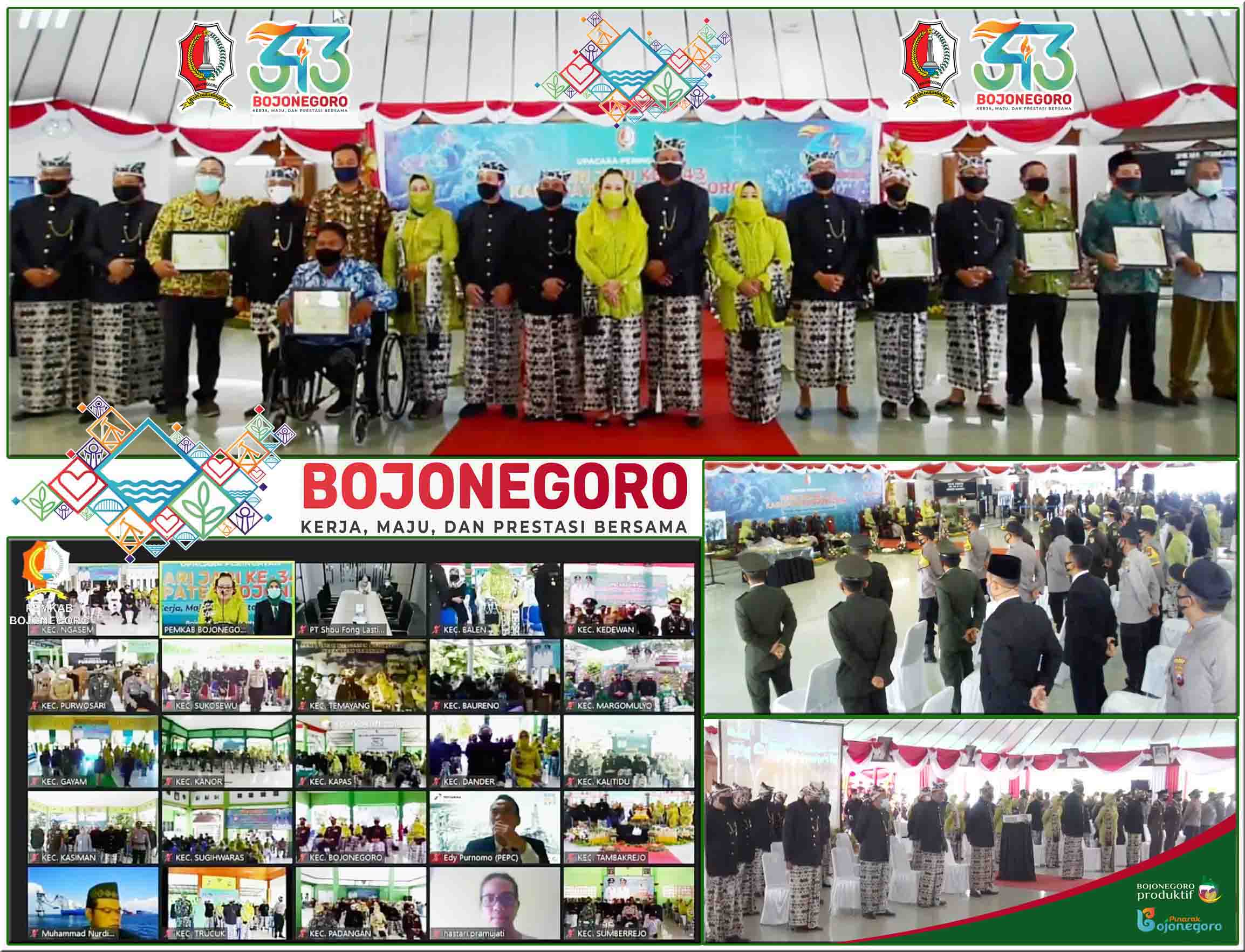 Upacara Virtual Hari Jadi Bojonegoro Ke 343 Kerja, Maju dan Prestasi Bersama