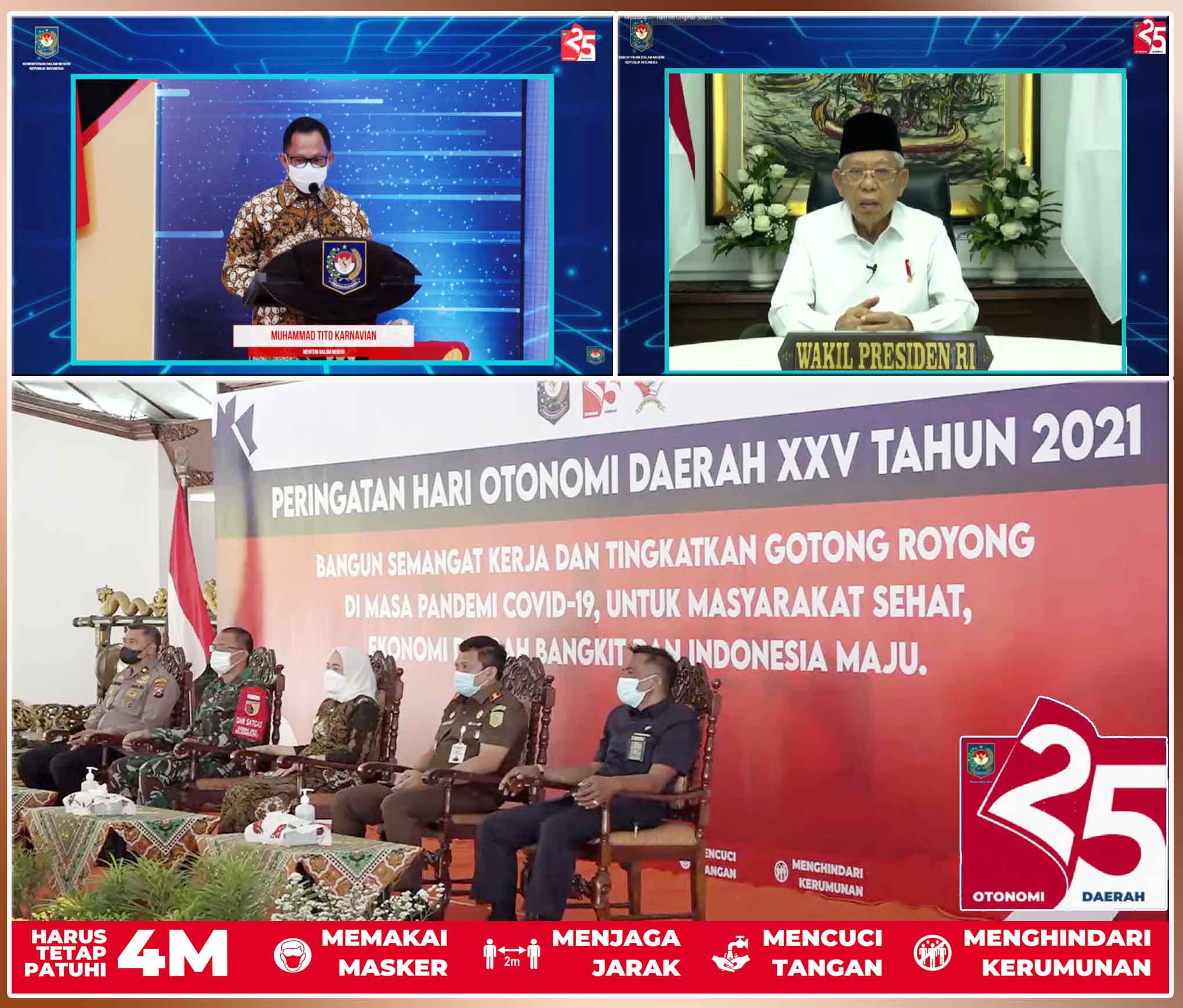 Pemkab Bojonegoro Ikuti Peringatan Hari Otda XXV 2021, Wapres KH. Ma’ruf Amin Sampaikan 8 Hal Utama