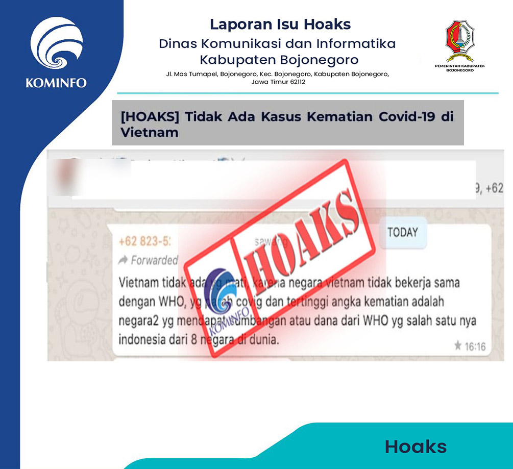 [HOAKS] Tidak Ada Kasus Kematian Covid-19 di Vietnam, Masyarakat Diminta Tidak Percaya