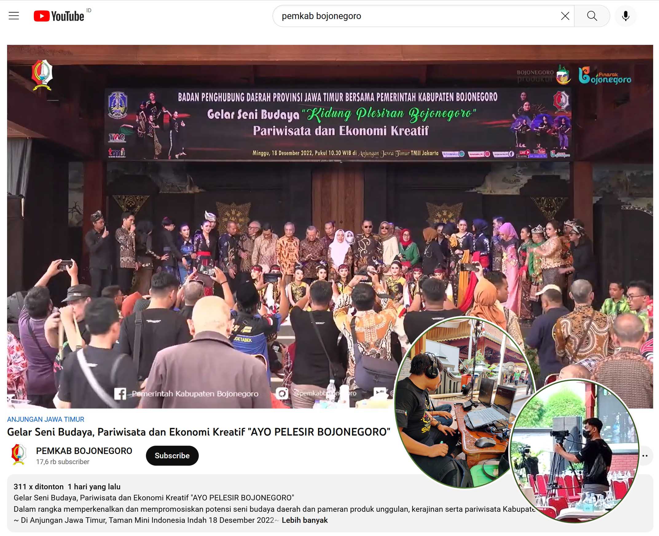 Streaming Video Gelar Seni Budaya, Pariwisata dan Ekraf di Anjungan Jawa Timur TMII