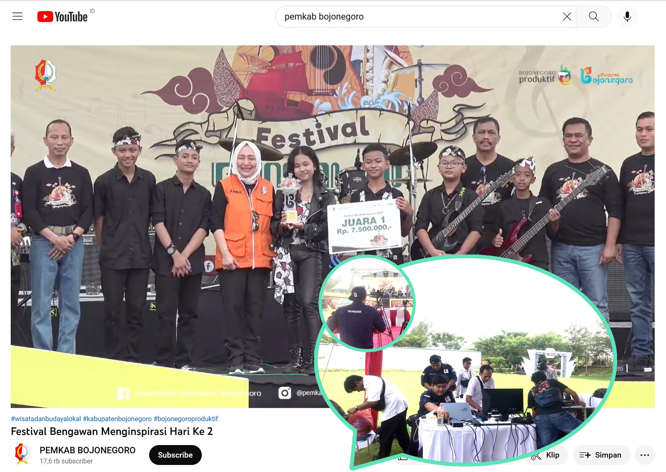 Live Streaming Video Festival Bengawan, Bupati Bojonegoro Dorong Peningkatan Ekonomi Berbasis Desa