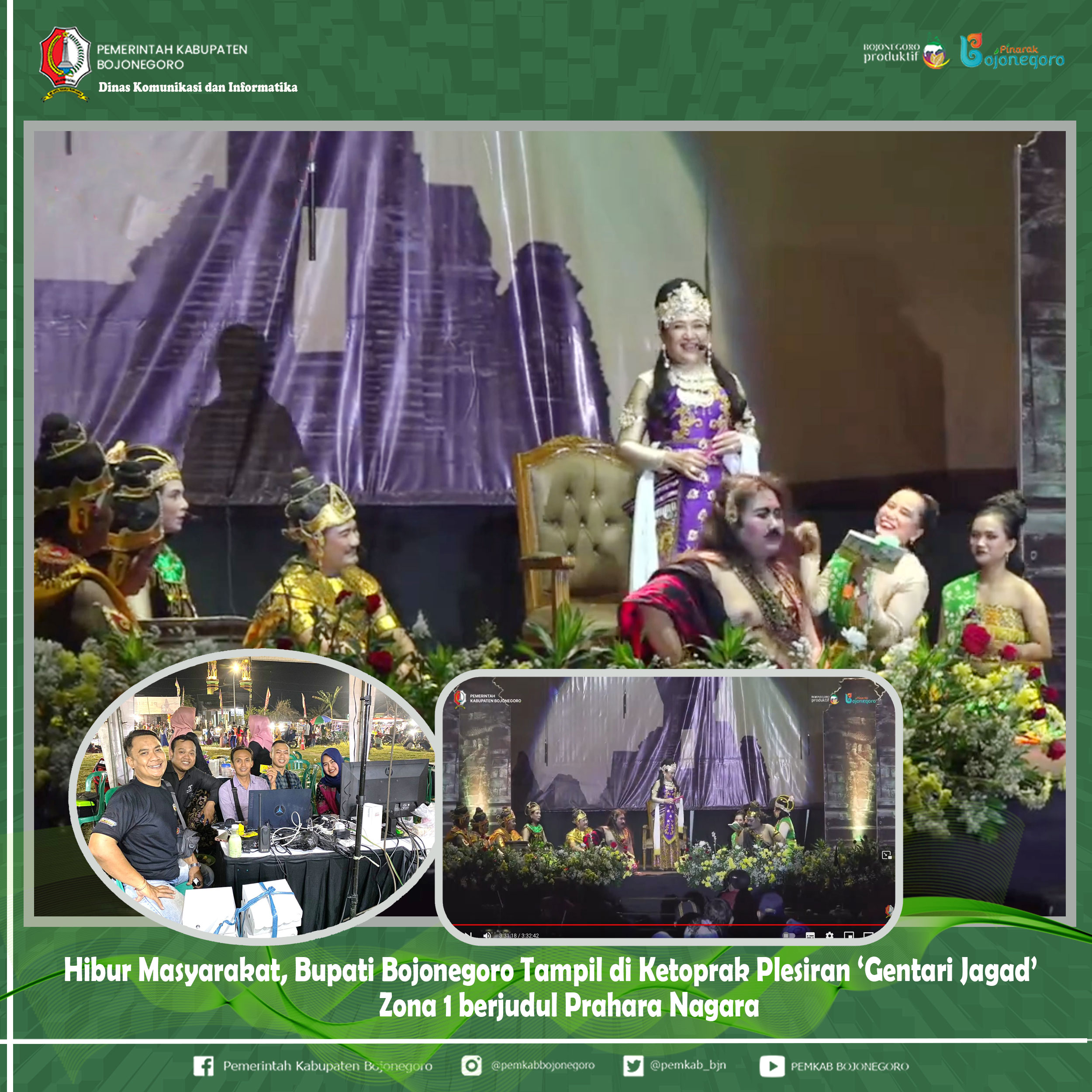 Bupati Bojonegoro Hibur Masyarakat di Ketoprak Plesiran Gentari Jagad Bertema Prahara Nagara