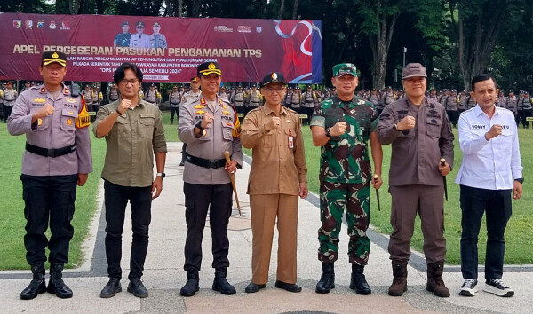 Pj Sekda Bojonegoro dan Forkopimda Ikuti Apel Pergeseran Pasukan Pengamanan TPS
