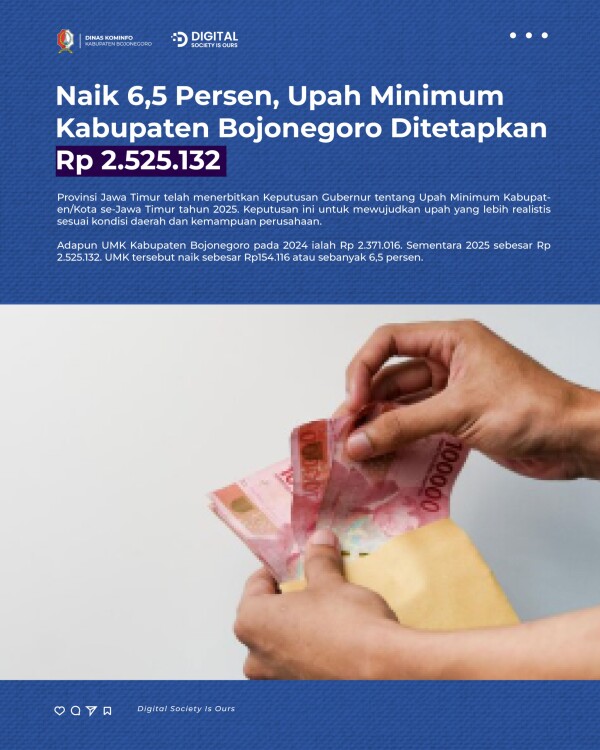 Naik 6,5 Persen, Upah Minimum Kabupaten Bojonegoro Ditetapkan Rp 2.525.132