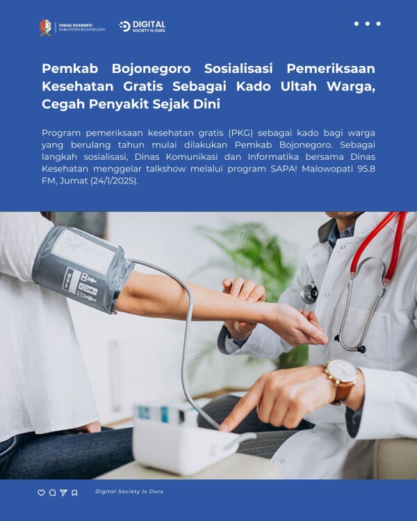 Pemkab Bojonegoro Sosialisasi Pemeriksaan Kesehatan Gratis Sebagai Kado Ultah Warga, Cegah Penyakit Sejak Dini