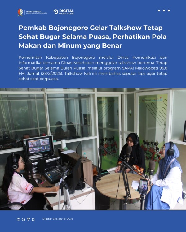 Pemkab Bojonegoro Gelar Talkshow Tetap Sehat Bugar Selama Puasa, Perhatikan Pola Makan dan Minum yang Benar
