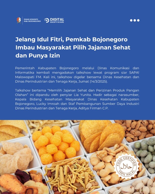 Jelang Idul Fitri, Pemkab Bojonegoro Imbau Masyarakat Pilih Jajanan Sehat dan Punya Izin