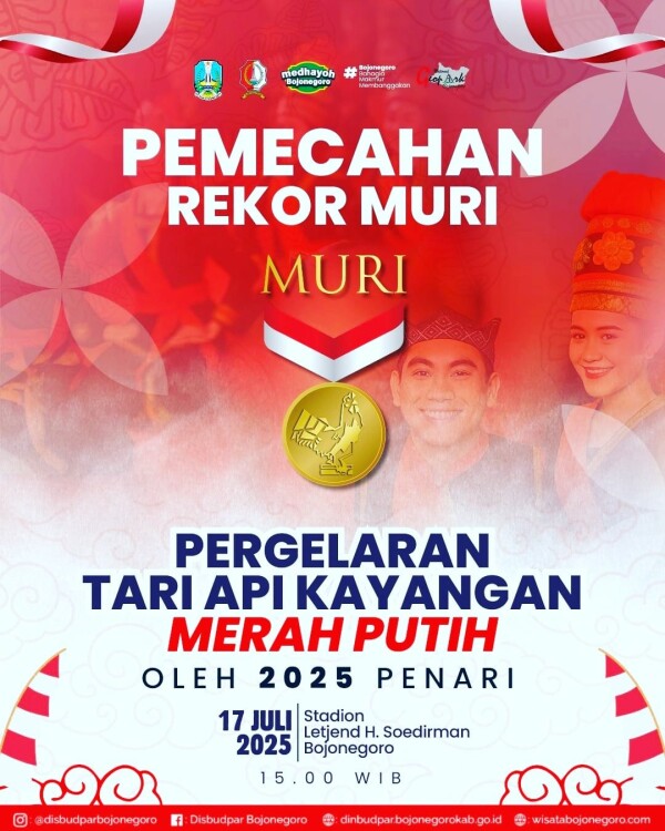 Spektakuler di Hari Koperasi Ke-78, Sebanyak 2.025 Penari Kayangan Api Merah Putih Bojonegoro Pecahkan Rekor MURI