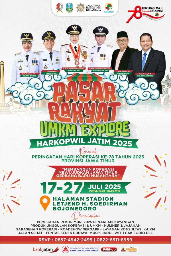 Hari Koperasi Ke-78 Provinsi Jatim Akan Dipusatkan di Bojonegoro, Dihadiri Gubernur Khofifah Indar Parawansa