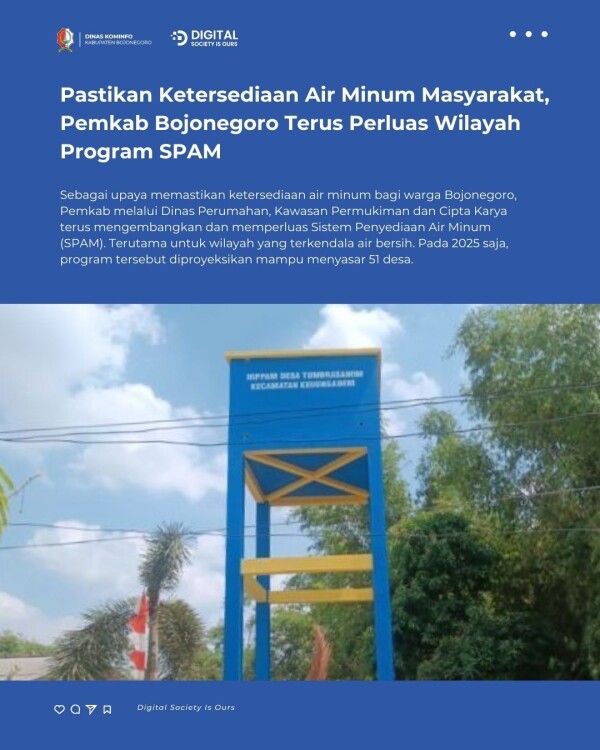 Pastikan Ketersediaan Air Minum Masyarakat, Pemkab Bojonegoro Terus Perluas Wilayah Program SPAM