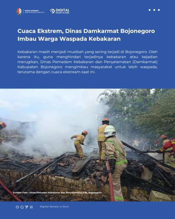 Cuaca Ekstrem, Dinas Damkarmat Bojonegoro Imbau Warga Waspada Kebakaran