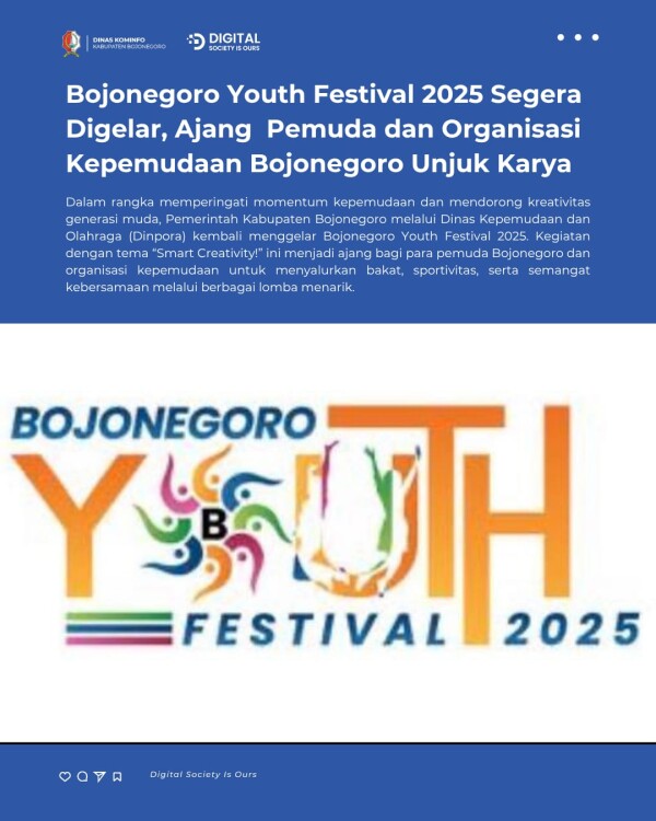 Bojonegoro Youth Festival 2025 Segera Digelar, Ajang Pemuda dan Organisasi Kepemudaan Unjuk Karya