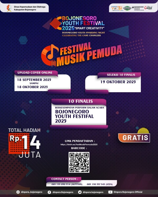Pemkab Bojonegoro Gelar Festival Musik Pemuda, Ini Syarat dan Ketentuan Mendaftar