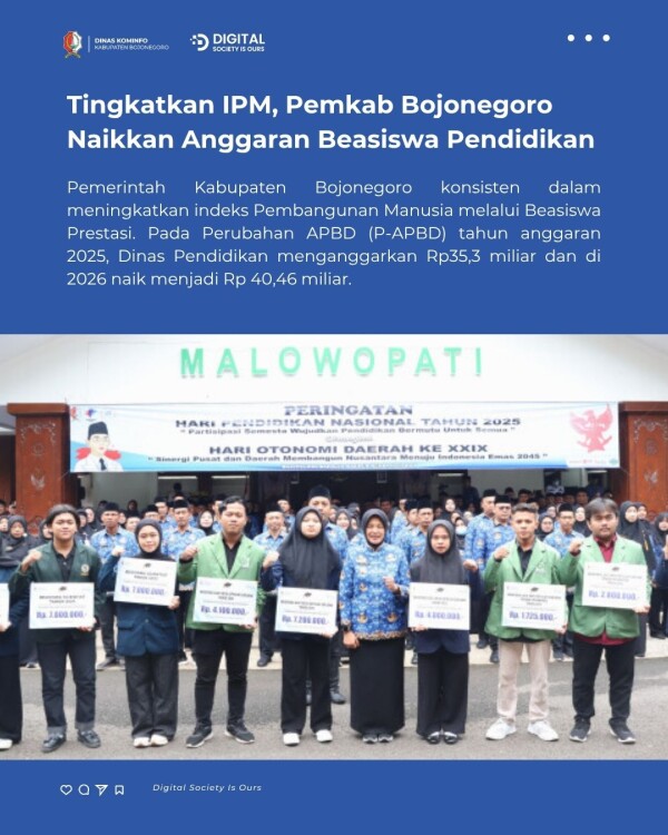 Tingkatkan IPM, Pemkab Bojonegoro Naikkan Anggaran Beasiswa Pendidikan