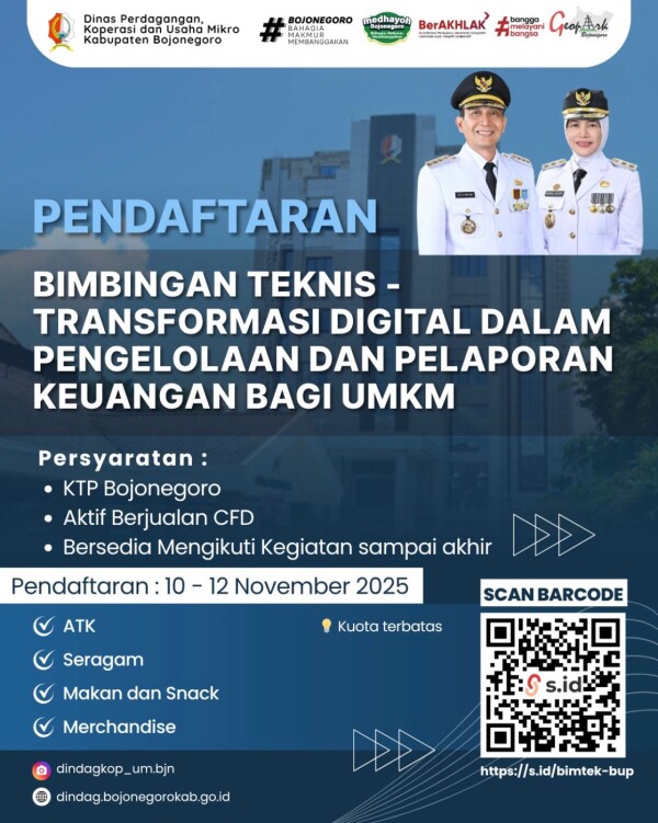 Pemkab Bojonegoro Buka Pendaftaran Bimtek Transformasi Digital Bagi Pelaku UMKM di CFD