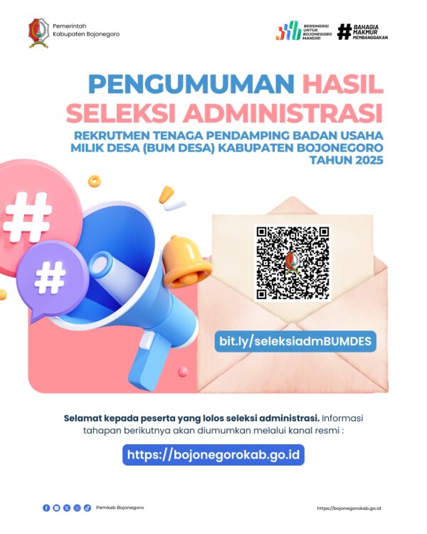 Pengumuman Tes Tulis Rekrutmen Tenaga Pendamping BUM Desa Kabupaten Bojonegoro Tahun 2025