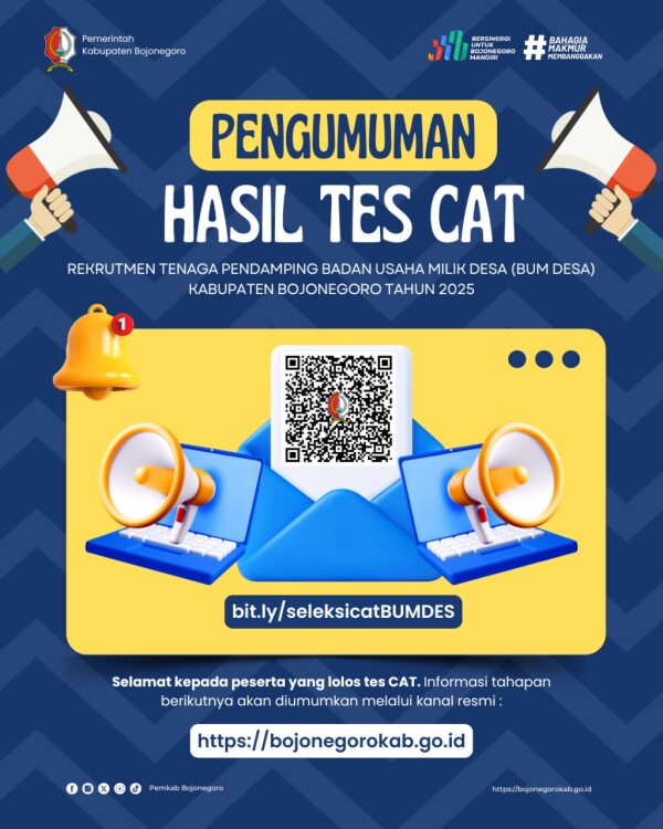 Pengumuman Peserta Lolos Tes CAT Rekrutmen Pendamping BUM Desa di Bojonegoro, Ini Daftar Lengkapnya