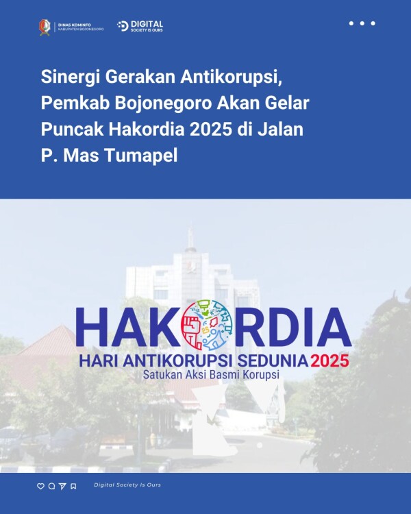Sinergi Gerakan Antikorupsi, Pemkab Bojonegoro Akan Gelar Puncak Hakordia 2025 di Jalan P. Mas Tumapel