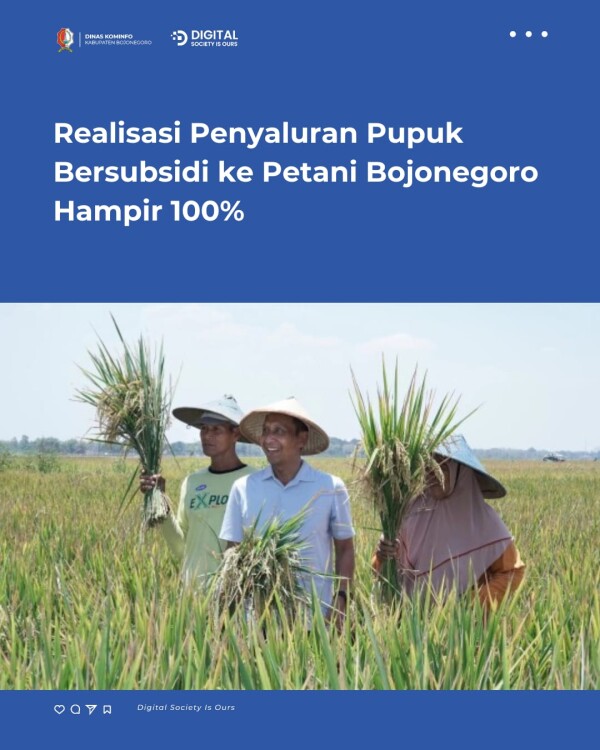 Realisasi Penyaluran Pupuk Bersubsidi ke Petani Bojonegoro Hampir 100%
