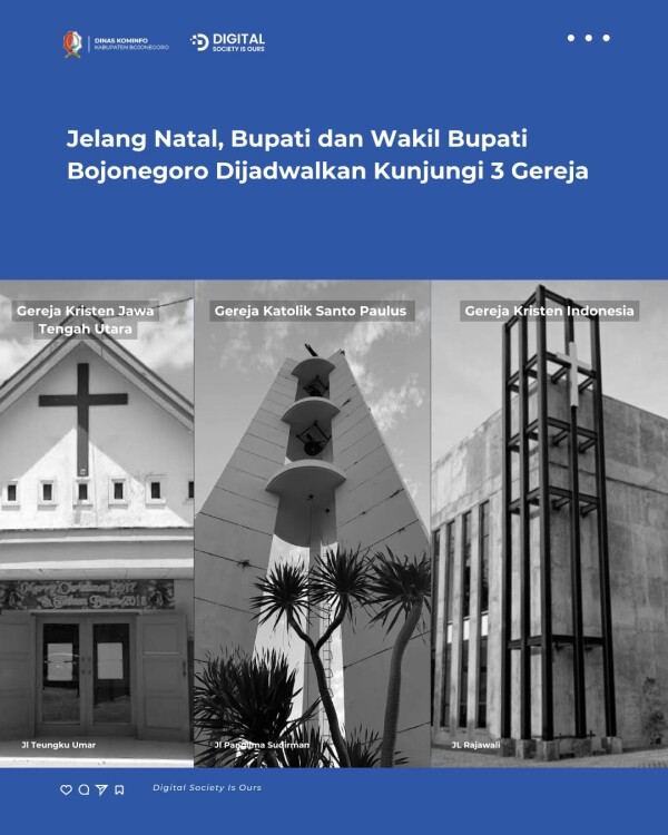 Jelang Natal, Bupati dan Wakil Bupati Bojonegoro Dijadwalkan Kunjungi 3 Gereja