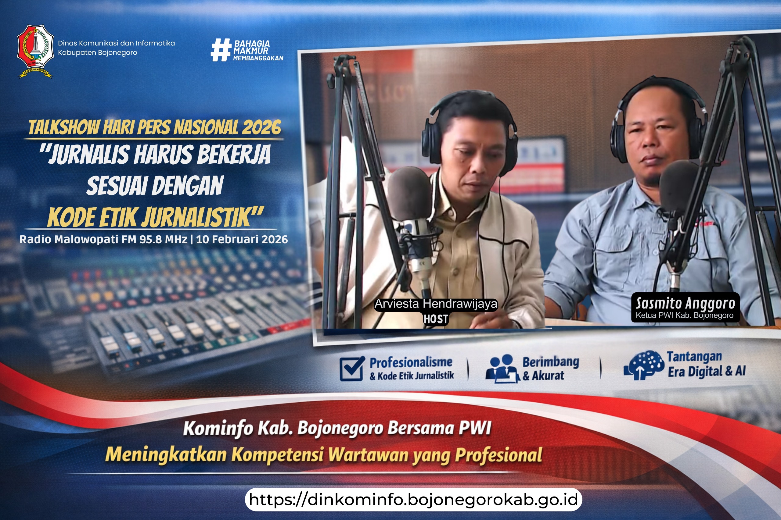Kominfo Bojonegoro dan PWI Gelar Talkshow HPN 2026, Tekankan Pentingnya Kode Etik Jurnalistik