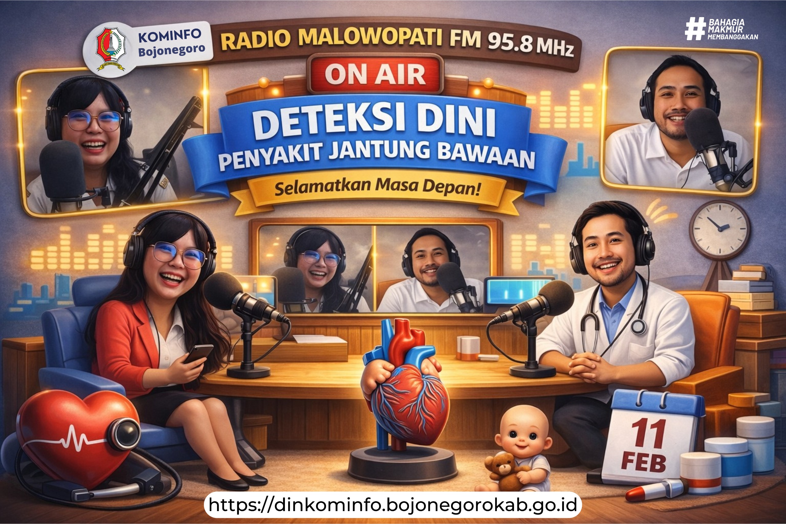 Kominfo Bojonegoro dan RSUD Sosodoro Djatikoesoemo Edukasi Penyakit Jantung Bawaan Lewat Talkshow Radio