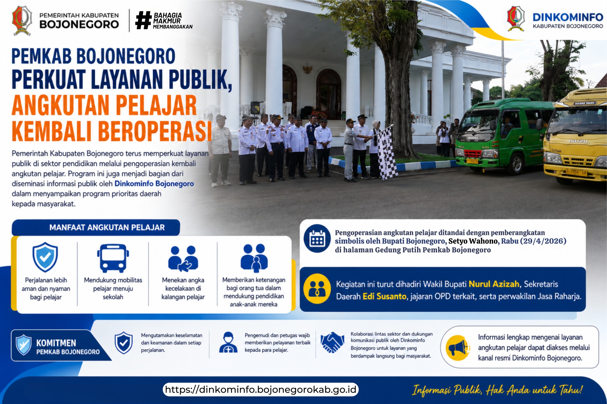 Pemkab Bojonegoro Perkuat Layanan Publik, Angkutan Pelajar Kembali Beroperasi