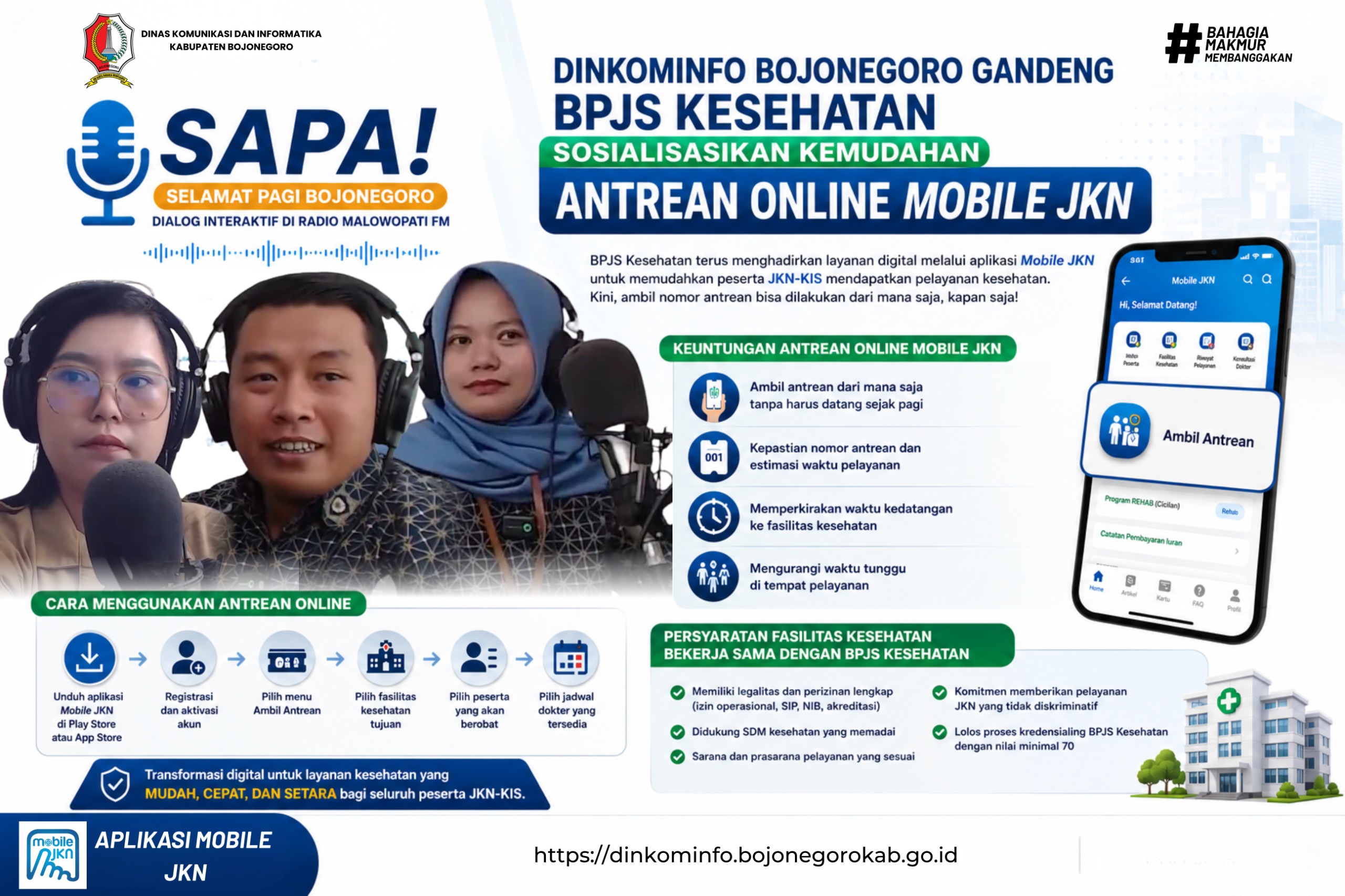 Dinkominfo Bojonegoro Gandeng BPJS Kesehatan Sosialisasi Kemudahan Antrean Online Mobile JKN