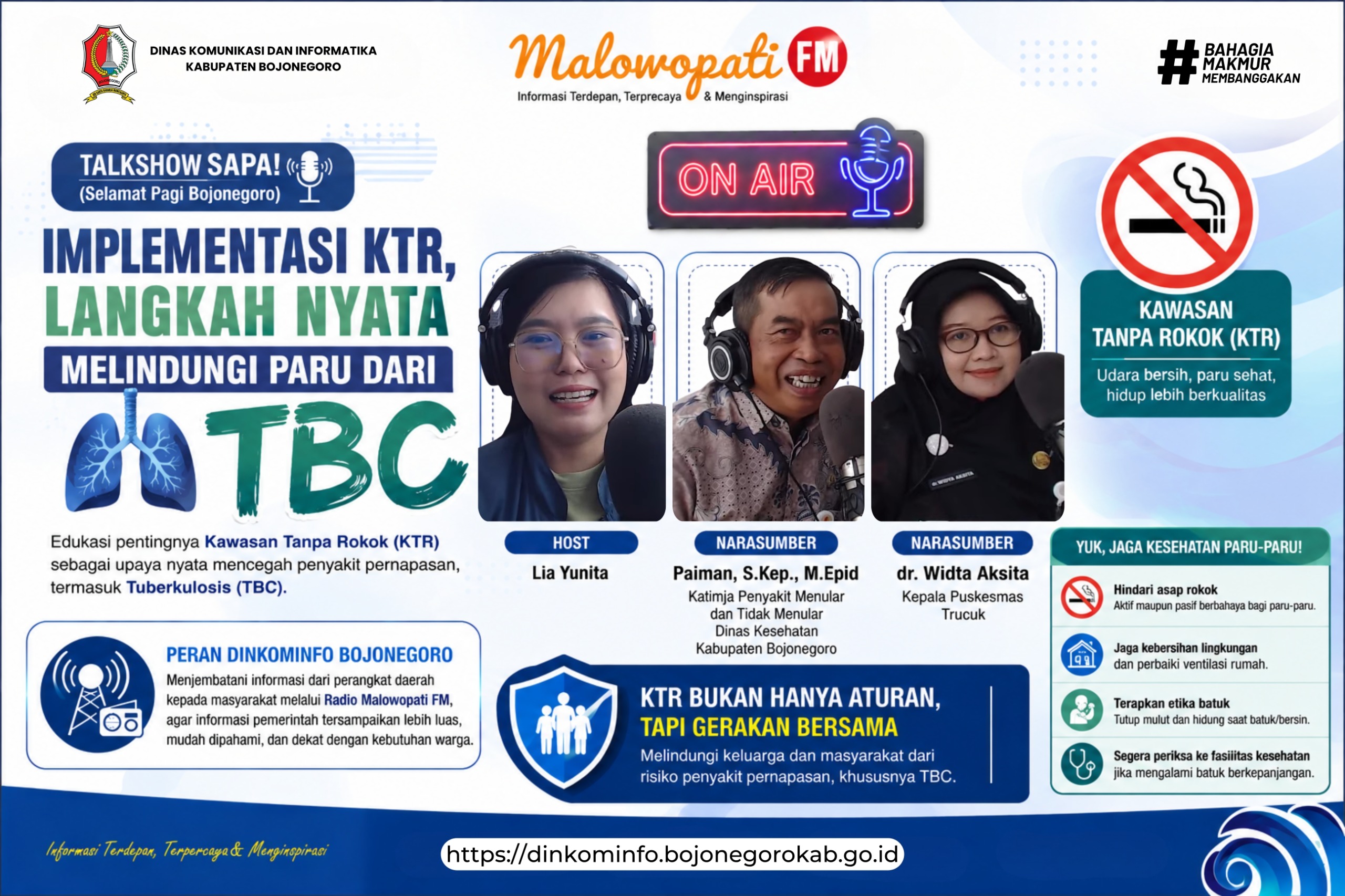Talkshow Malowopati FM : Edukasi Warga Pentingnya Kawasan Tanpa Rokok untuk Cegah TBC