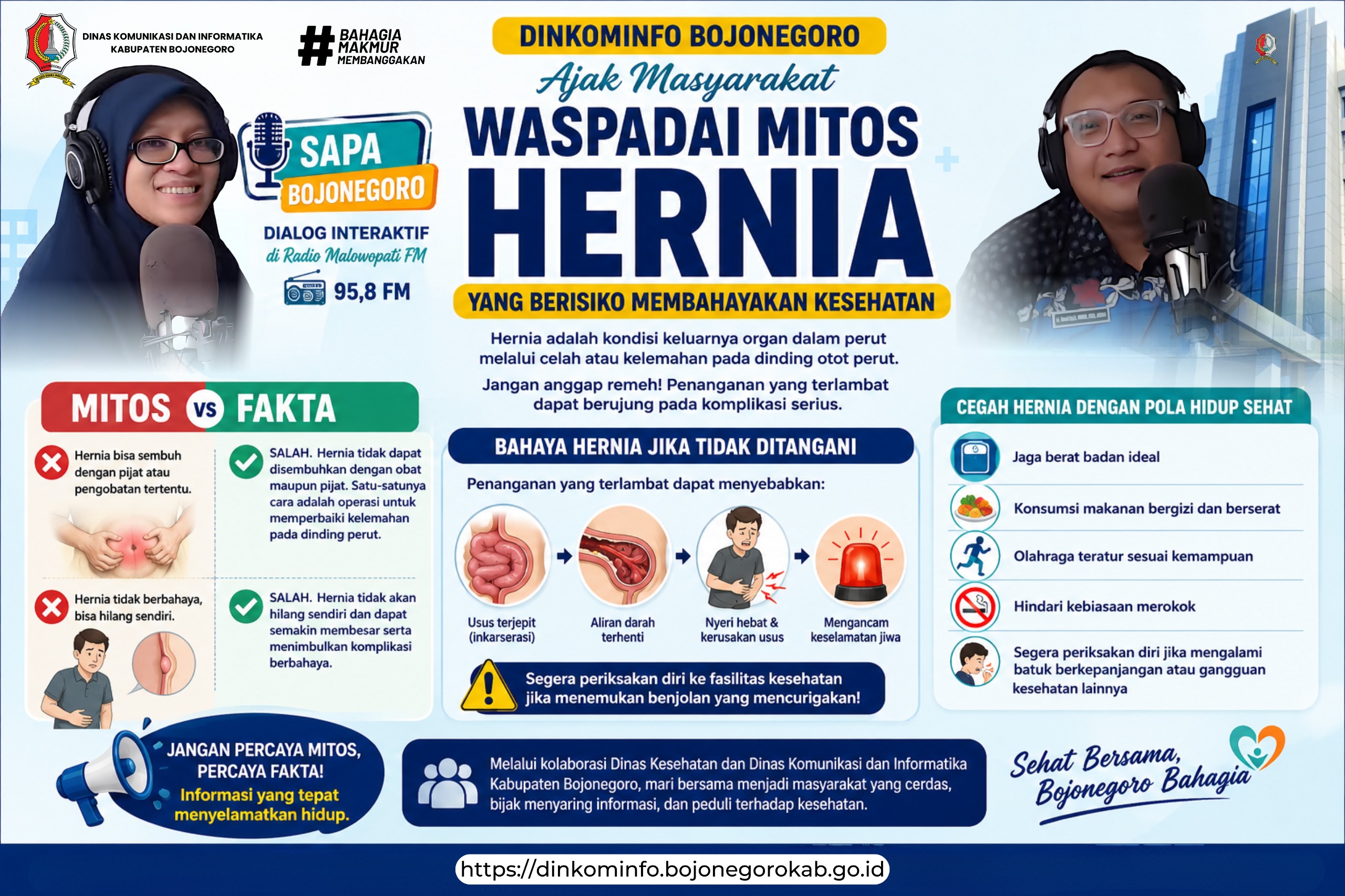 Dinkominfo Bareng Dinkes Bojonegoro Ajak Masyarakat Waspadai Mitos Hernia yang Berisiko Membahayakan Kesehatan