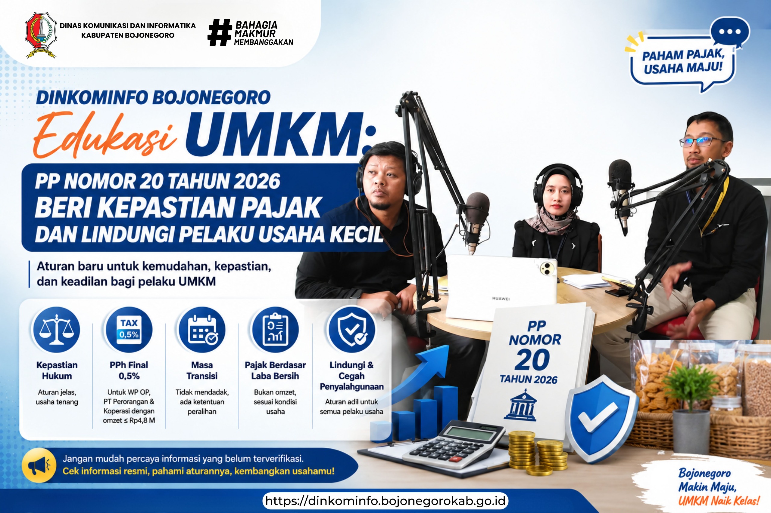 Dinkominfo Bojonegoro Edukasi UMKM: PP Nomor 20 Tahun 2026 Beri Kepastian Pajak dan Lindungi Pelaku Usaha Kecil