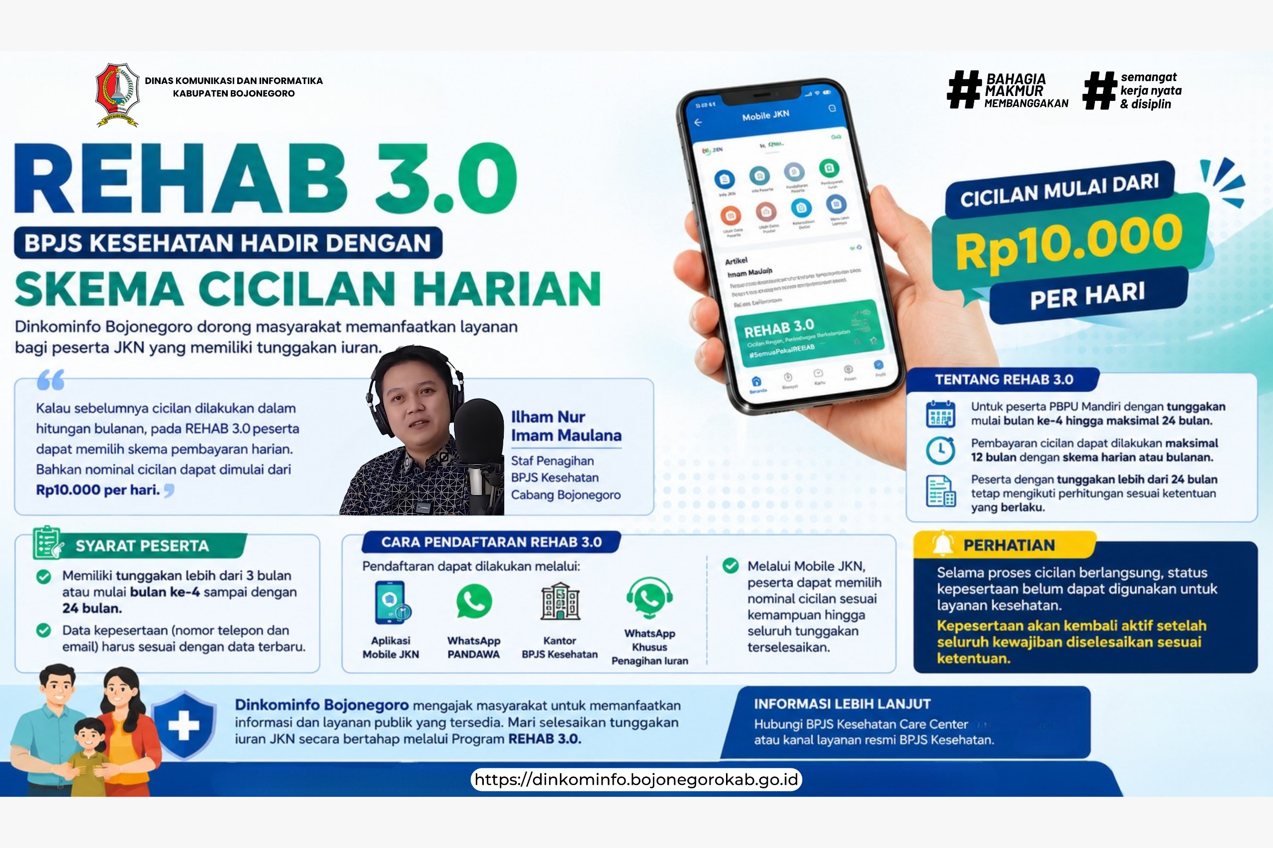 Dinkominfo Bojonegoro Dorong Masyarakat Manfaatkan REHAB 3.0 BPJS Kesehatan dengan Skema Cicilan Harian