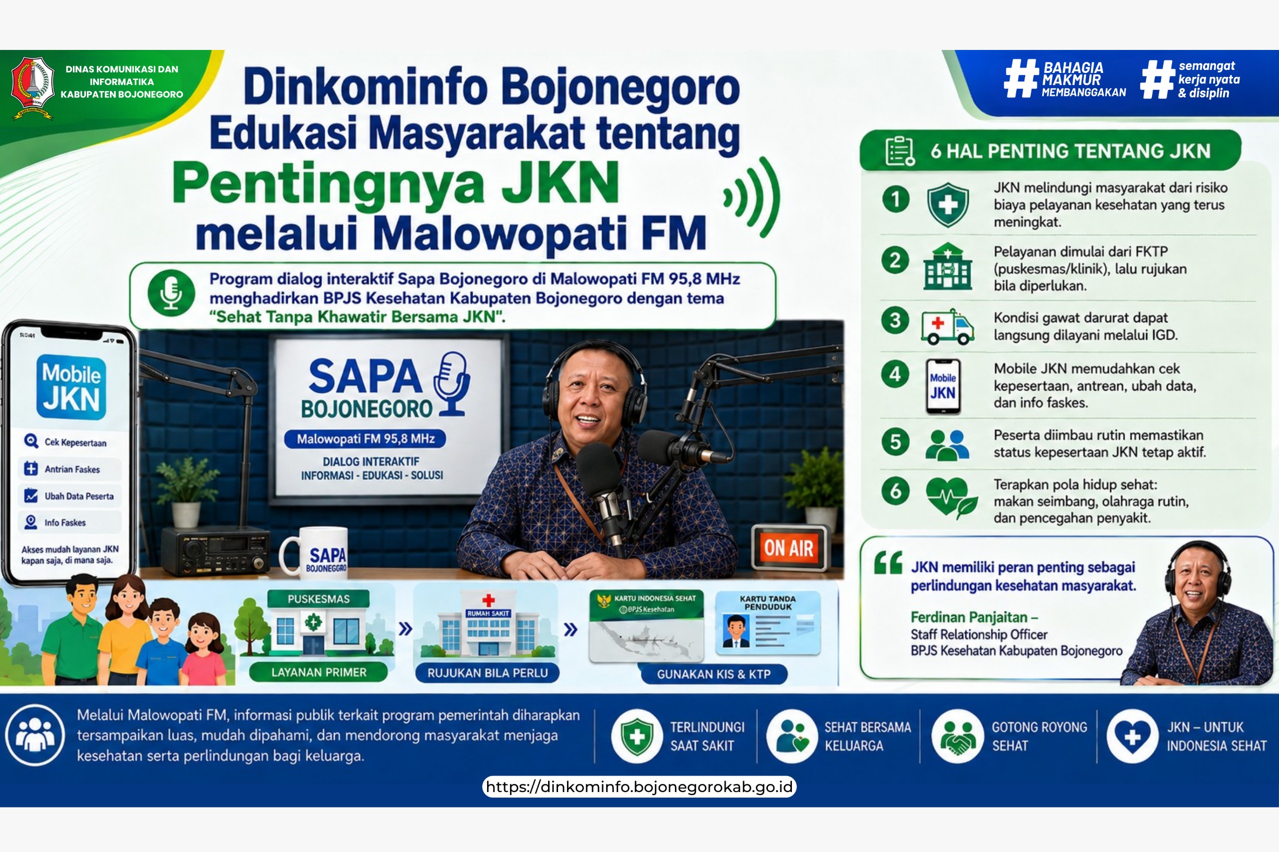 Lewat Talkshow Malowopati FM, Dinkominfo Bojonegoro Edukasi Masyarakat tentang Pentingnya JKN