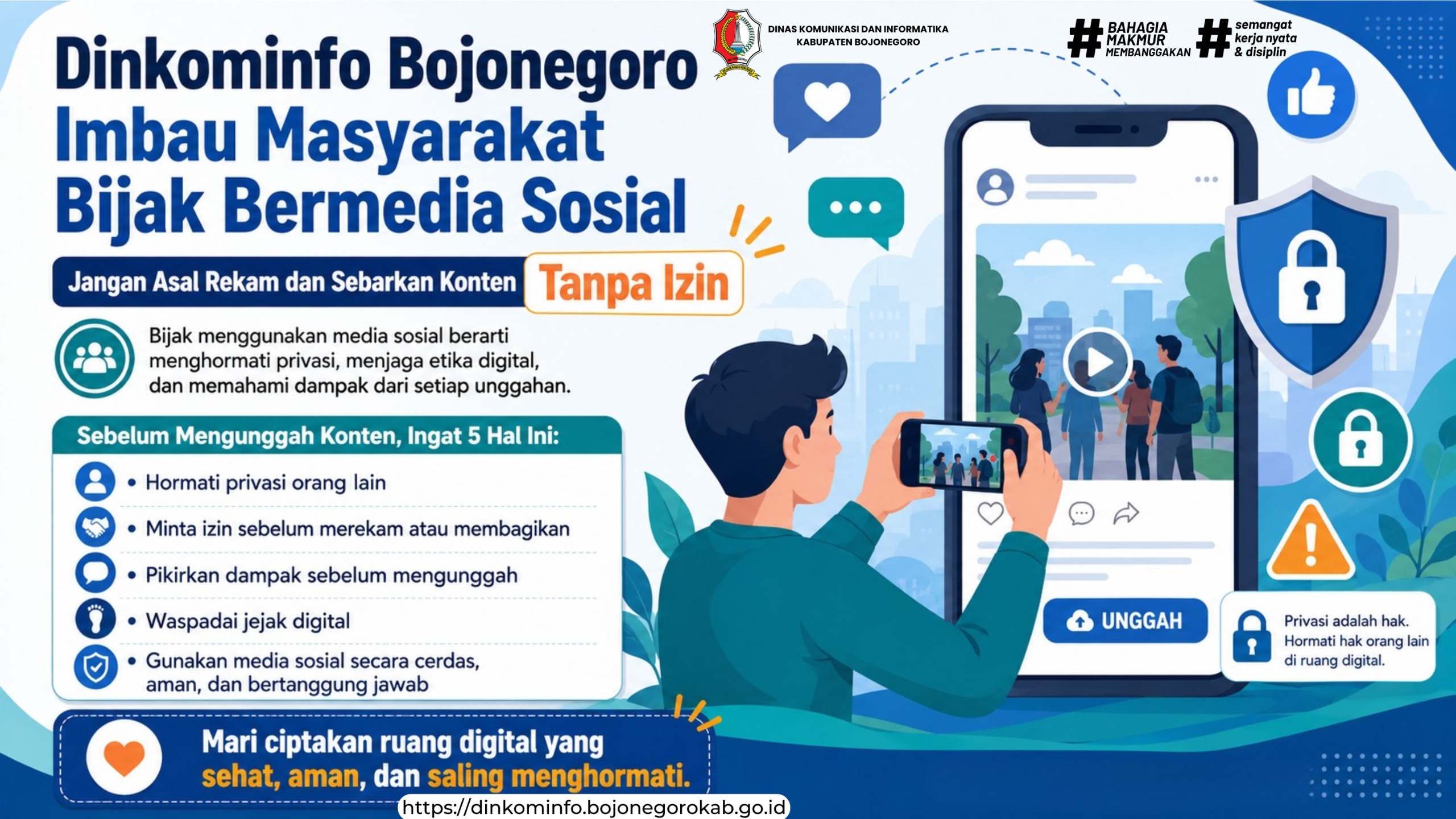 Dinkominfo Bojonegoro Imbau Masyarakat Bijak Bermedia Sosial: Jangan Asal Rekam dan Sebar Konten Tanpa Izin