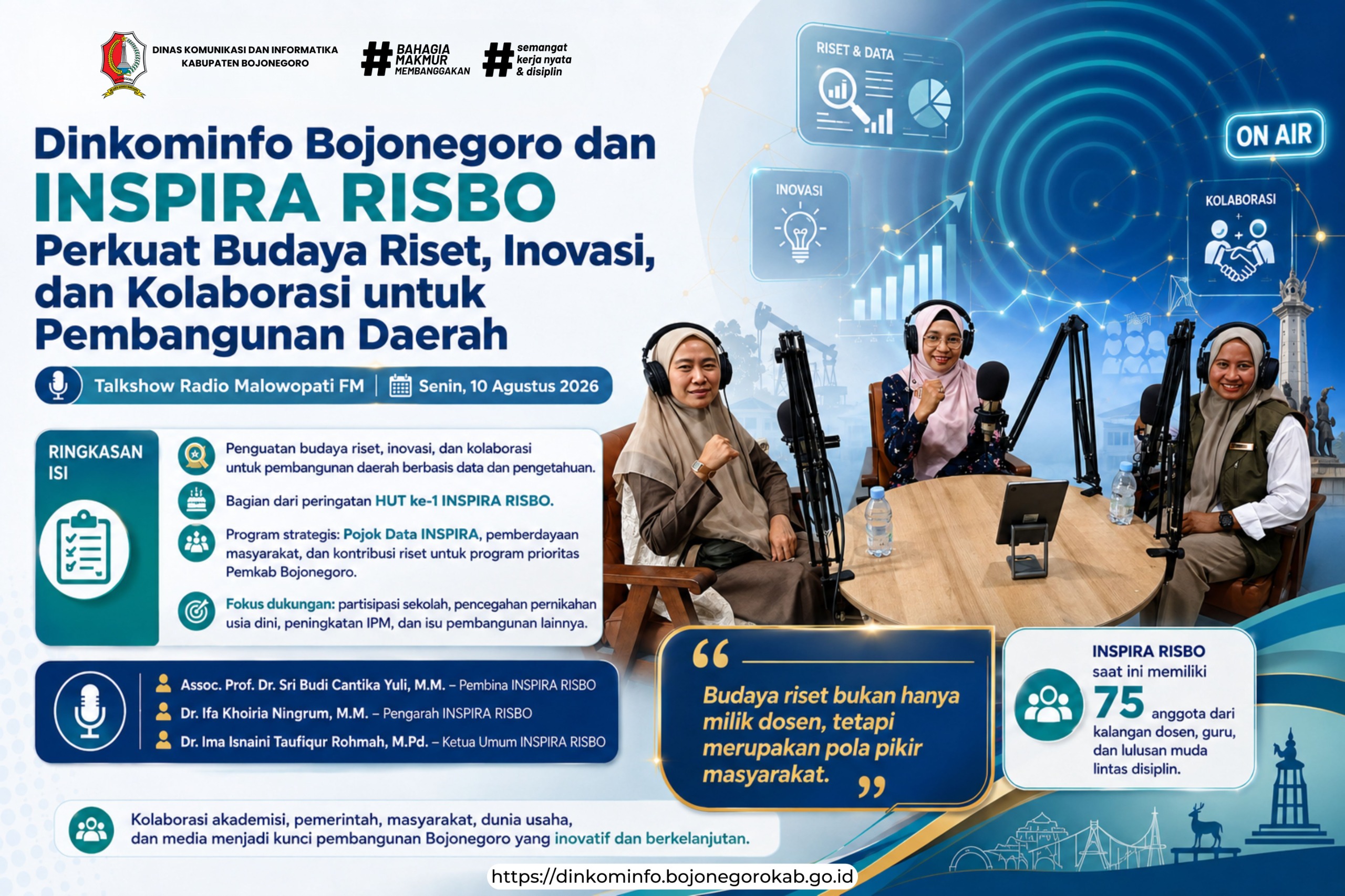 Dinkominfo Bojonegoro dan INSPIRA RISBO Perkuat Budaya Riset, Inovasi, dan Kolaborasi untuk Pembangunan Daerah