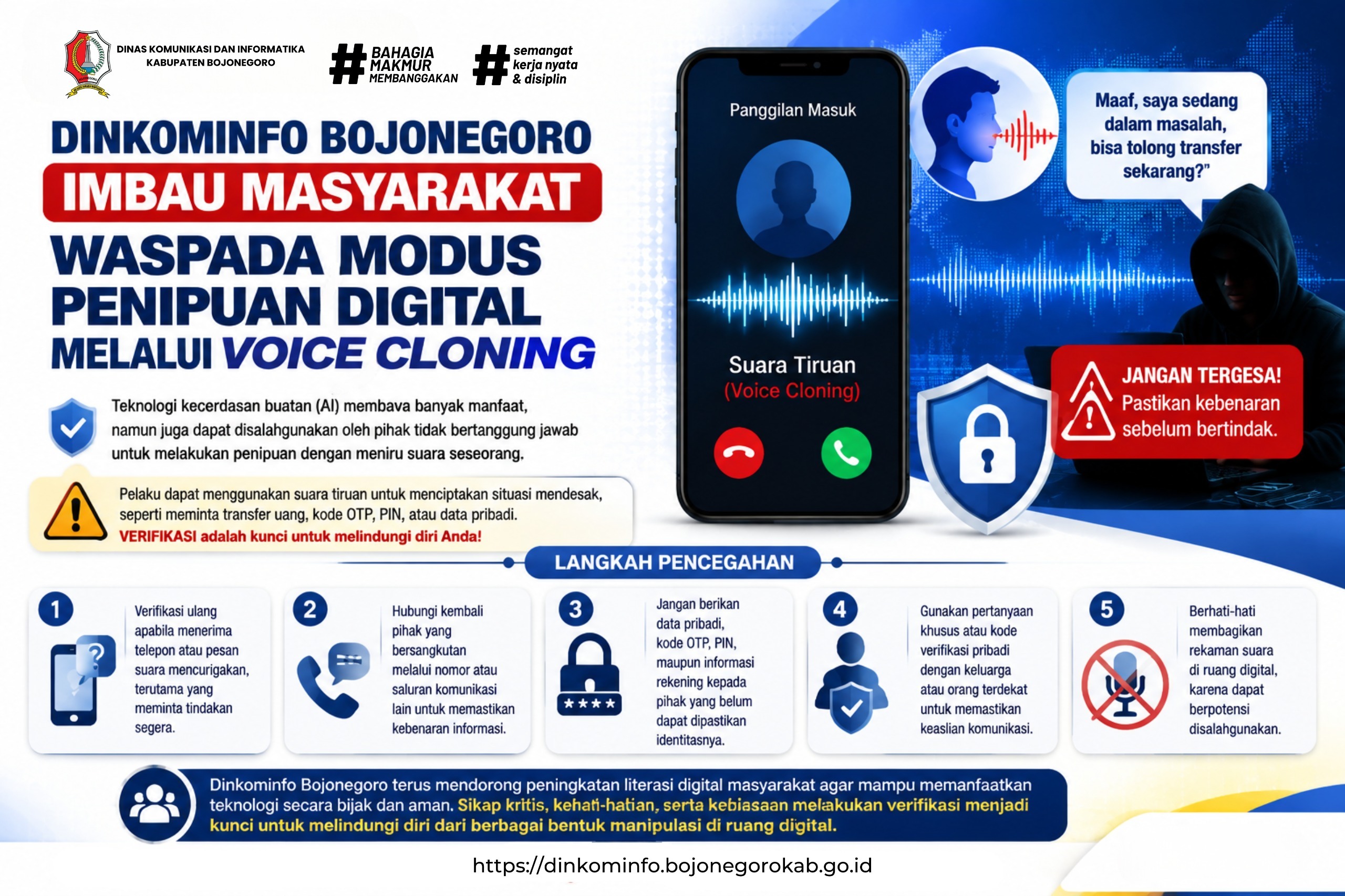 Dinkominfo Bojonegoro Imbau Masyarakat Waspada Modus Penipuan Digital melalui Voice Cloning