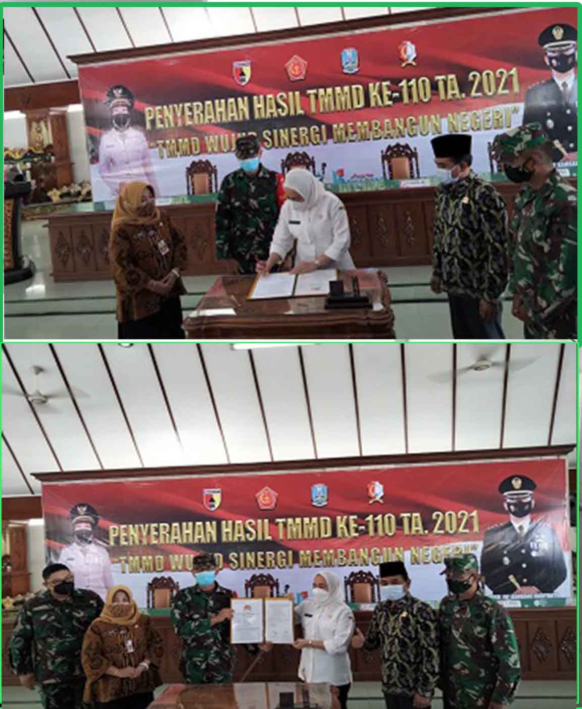 Penyerahan Laporan Hasil TMMD Ke-110 dan Ditanda Tangani Bupati Bojonegoro